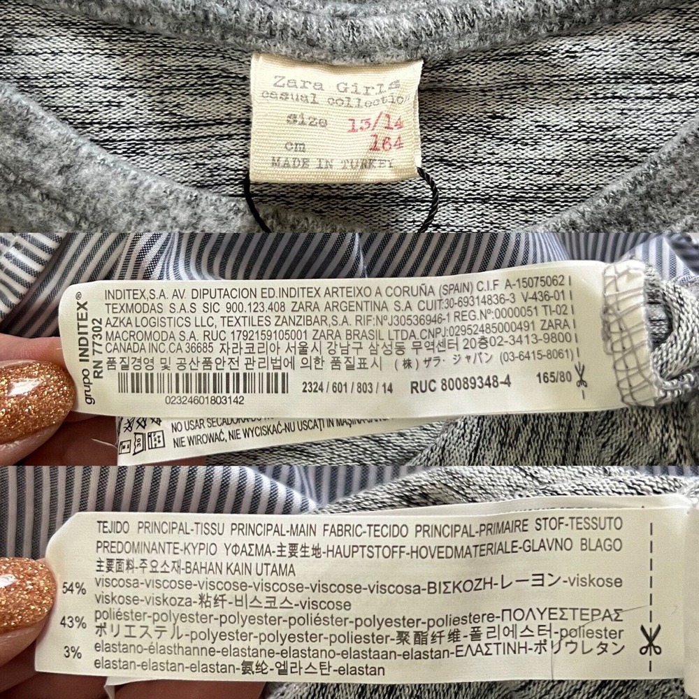 Zara Girls Casual Collection Heather Gray Fleece Shirt w/Layered Faux Blouse - Picture 8 of 9